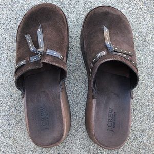 J crew suede / wood clogs size 8 mocha dark brown.